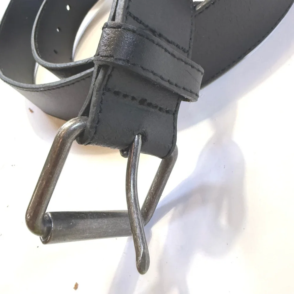 Wrangler Mens Black Genuine Leather Belt 38 Western Gunmetal Buckle BW29271